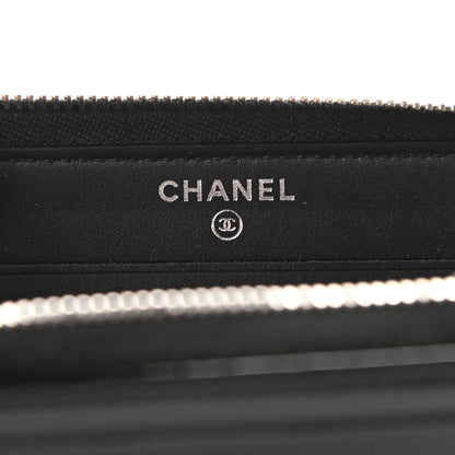 Chanel Caviar Patent Small CC Contour Zip Around Wallet Black 6 of 8