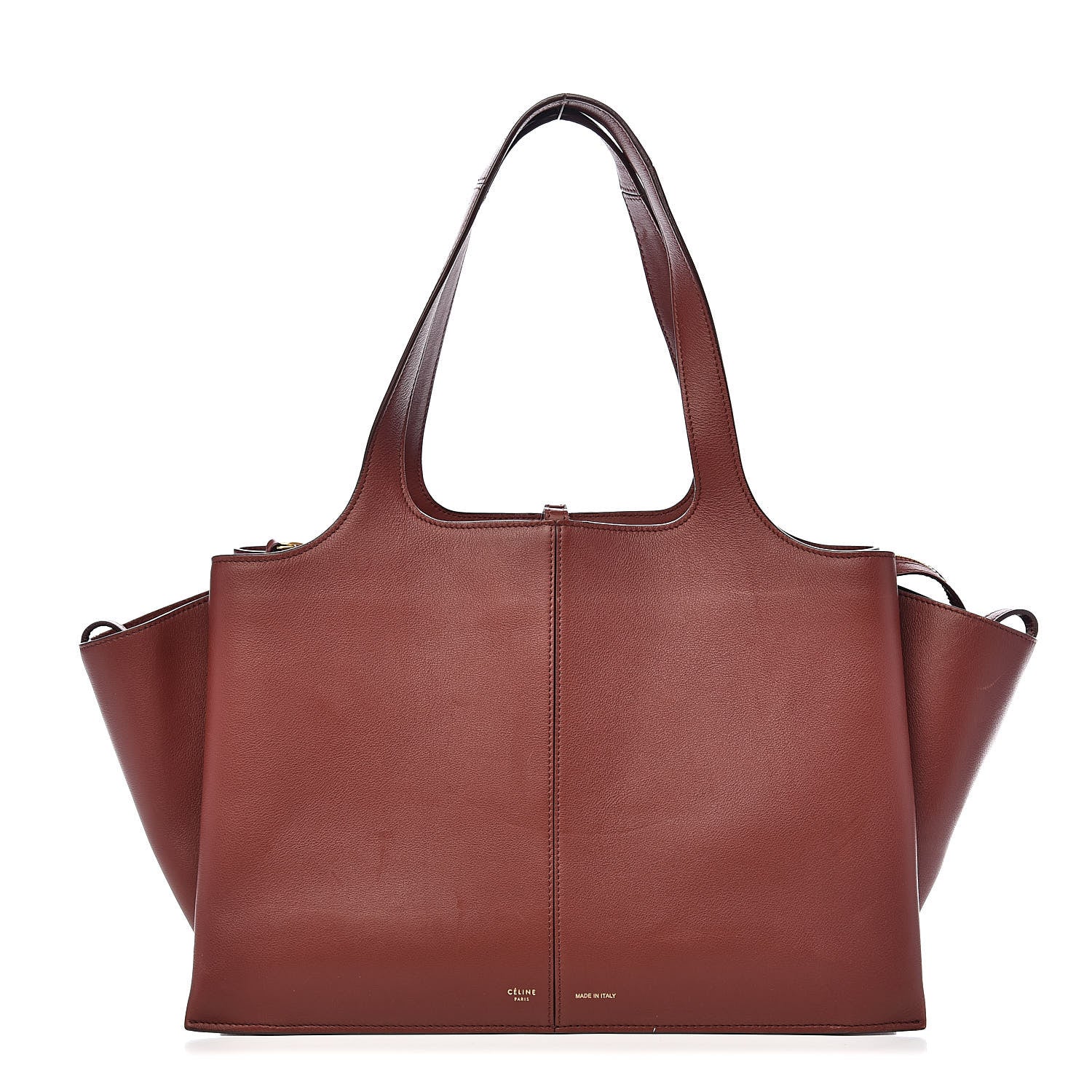 Celine Calfskin Medium Tri-Fold Bag Red Wood 1 of 17
