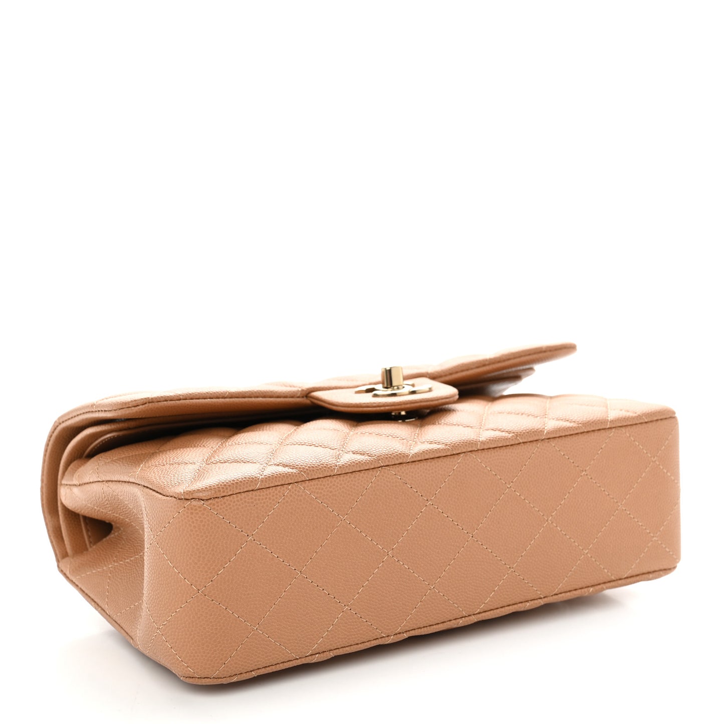 Caviar Quilted Small Double Flap Dark Beige