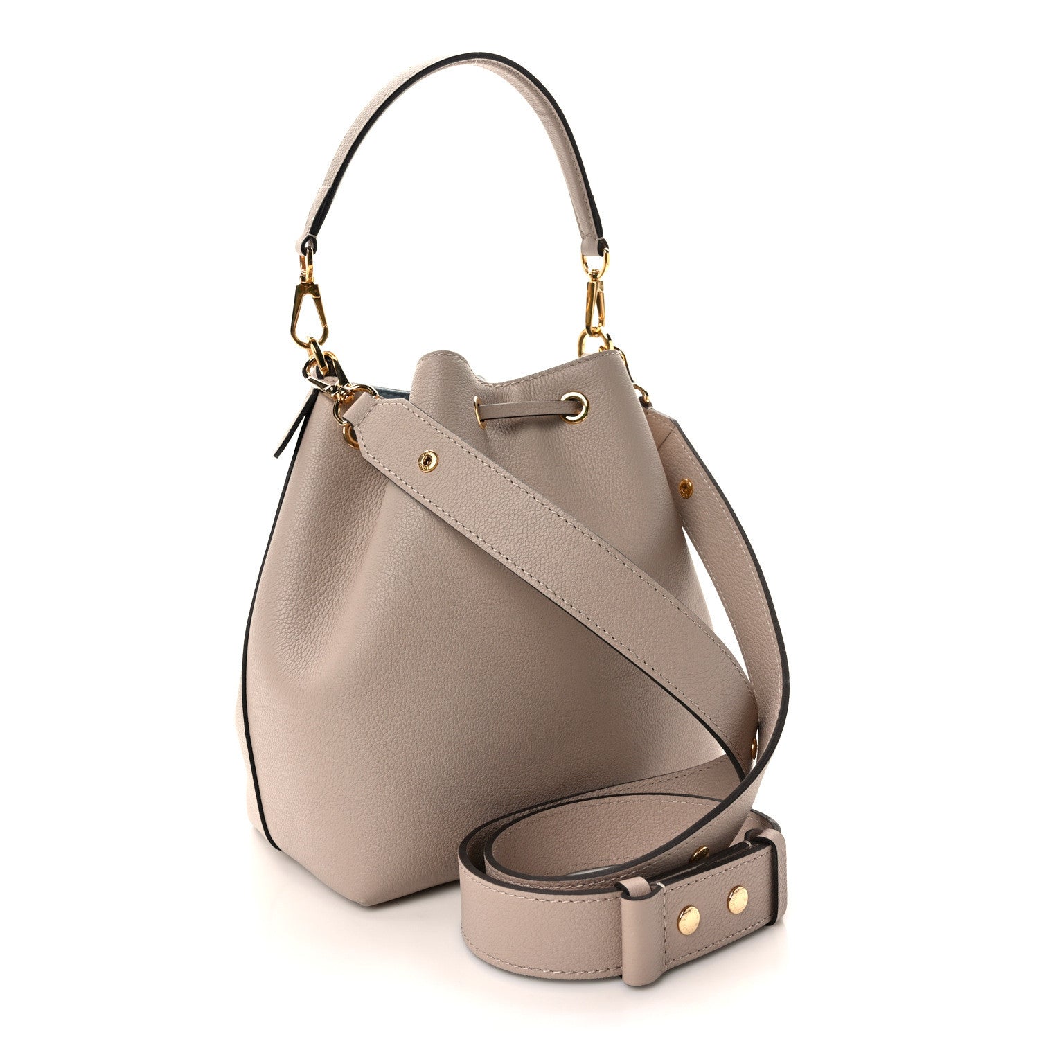 Louis Vuitton LOUIS VUITTON Calfskin Lockme Bucket MM Greige 3 of 8