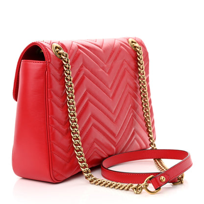 Gucci Calfskin Matelasse Medium GG Marmont Shoulder Bag Hibiscus Red 3 of 13