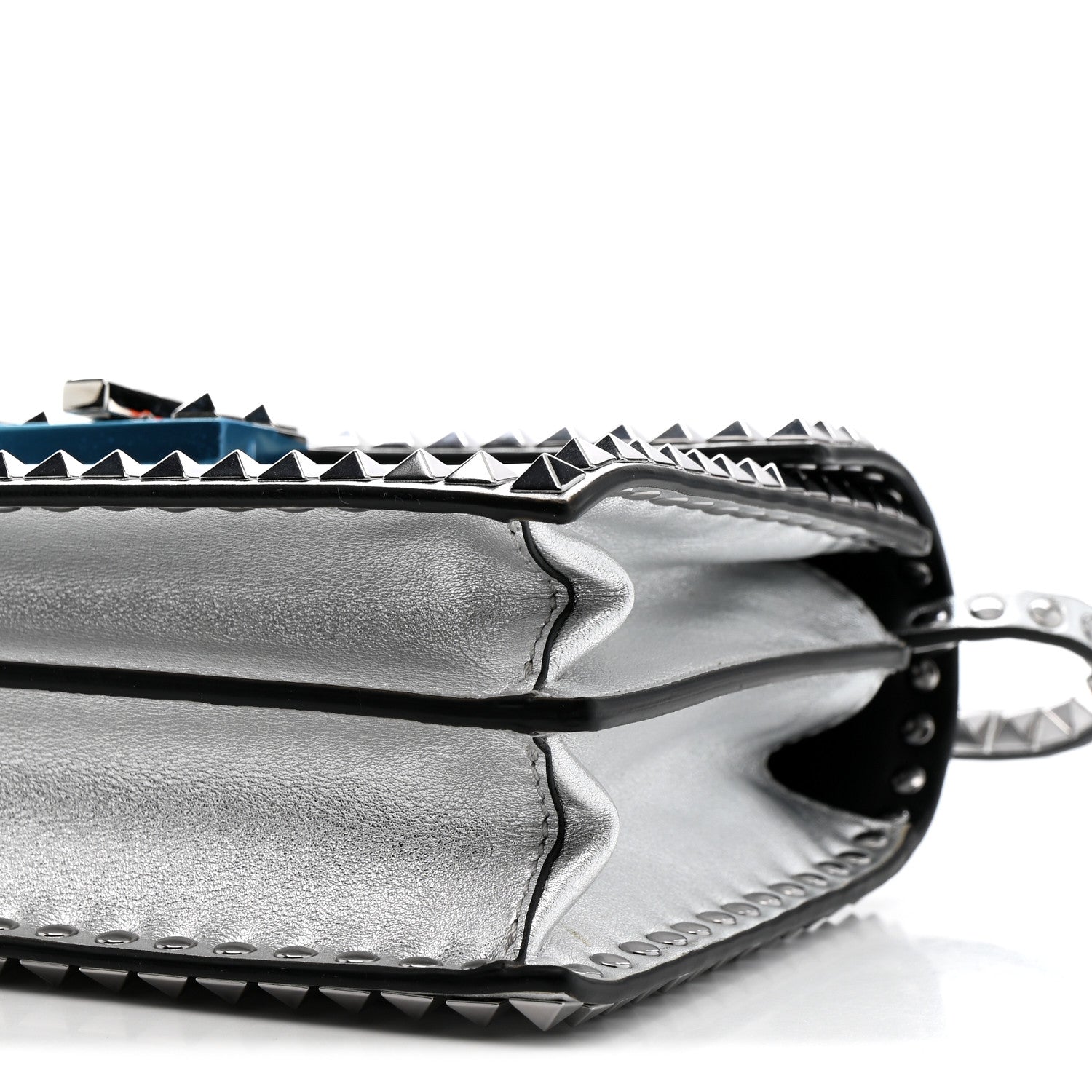 Valentino Garavani Metallic Calfskin Small Rockstud No Limit Shoulder Bag Silver 9 of 12