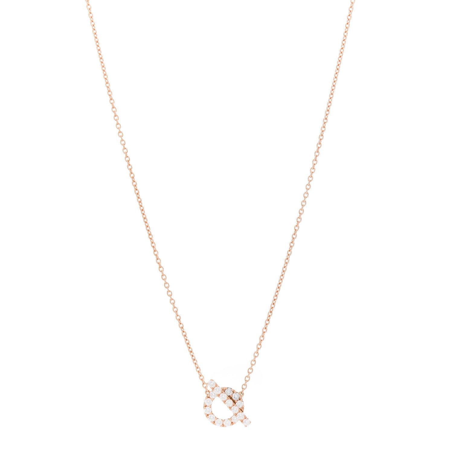 Hermes 18K Rose Gold Diamond Finesse Pendant Necklace 1 of 5