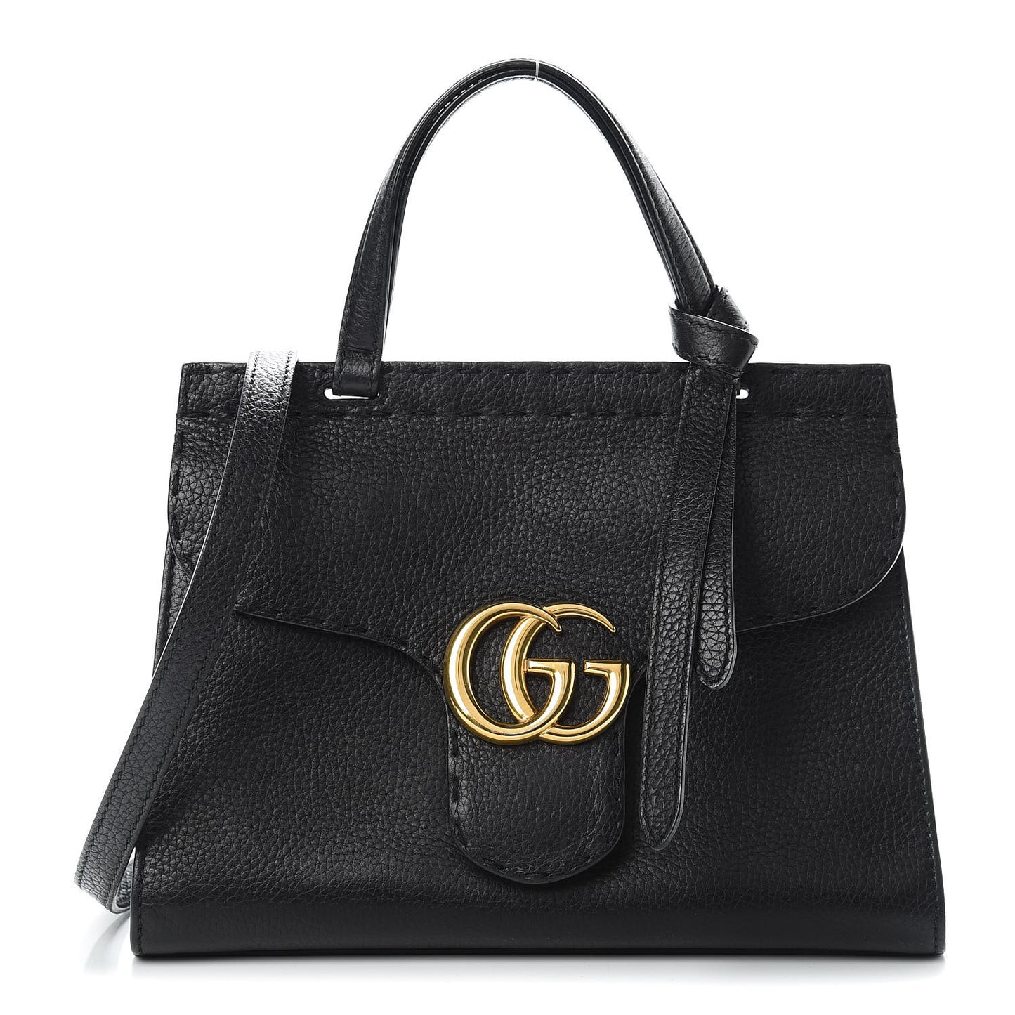 Calfskin Mini GG Marmont Top Handle Bag Black