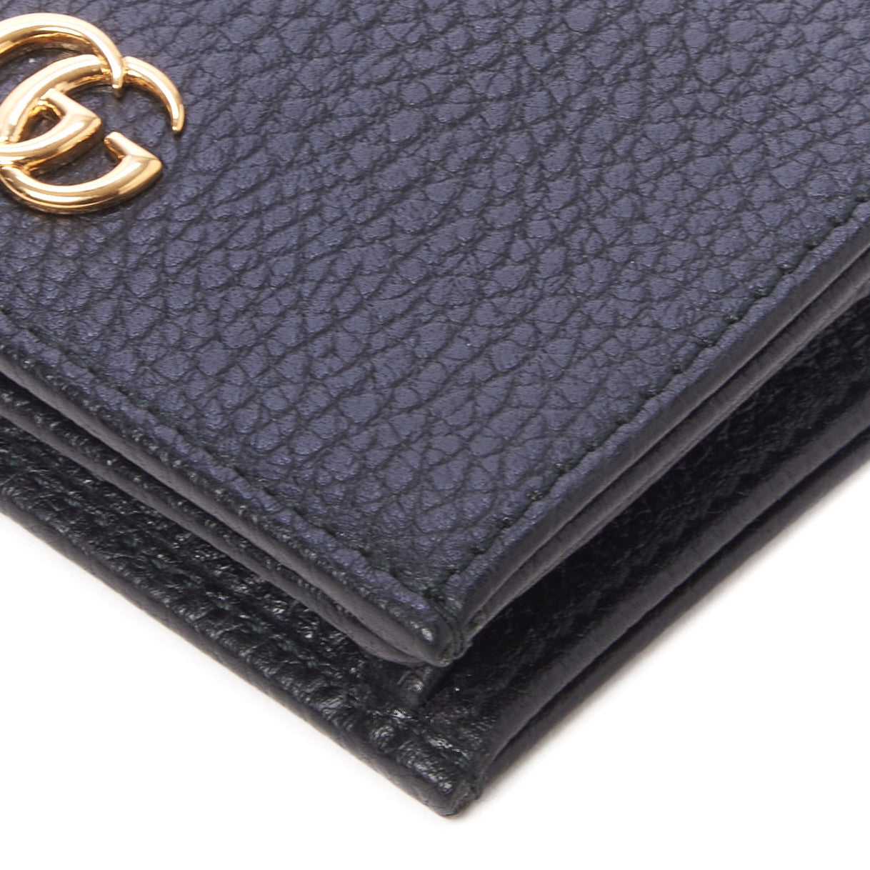Pebbled Calfskin GG Marmont Card Case Black