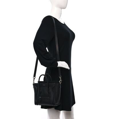 Celine Drummed Calfskin Nano Luggage Black 3 of 8