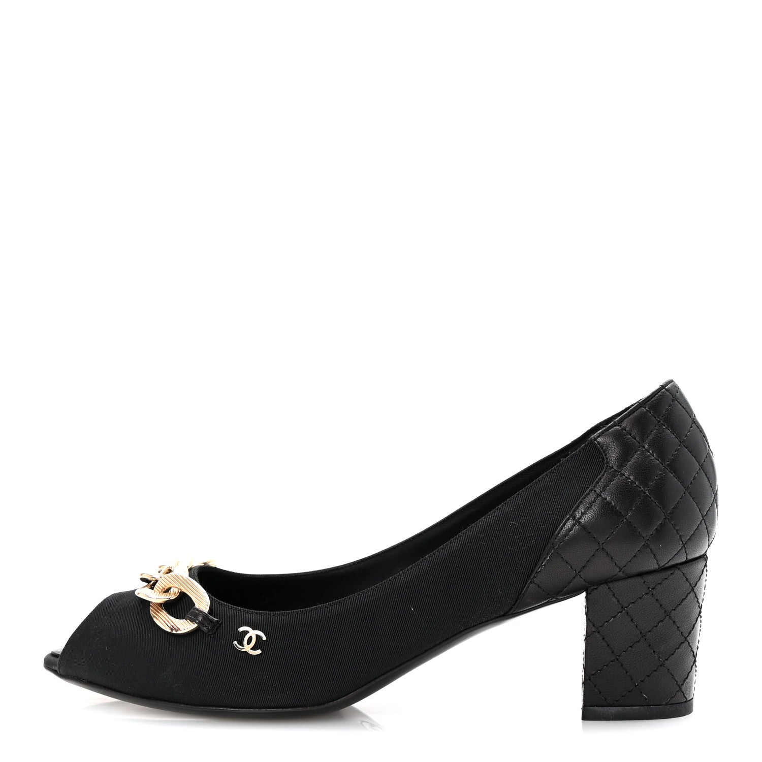Chanel Nylon Lambskin Quilted Chain CC Pumps 40 Black 1 of 10