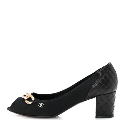Chanel Nylon Lambskin Quilted Chain CC Pumps 40 Black 1 of 10