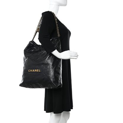 Chanel Shiny Calfskin Quilted Large Chanel 22 Black 2 of 10