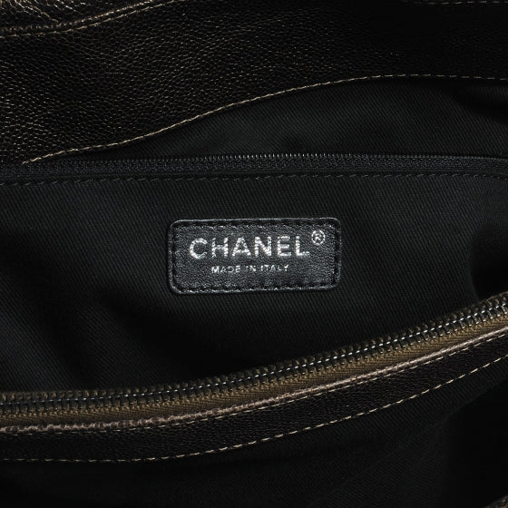 Chanel Iridescent Caviar Quilted Tall Chic Shopping Tote Dark Gold 6 of 7