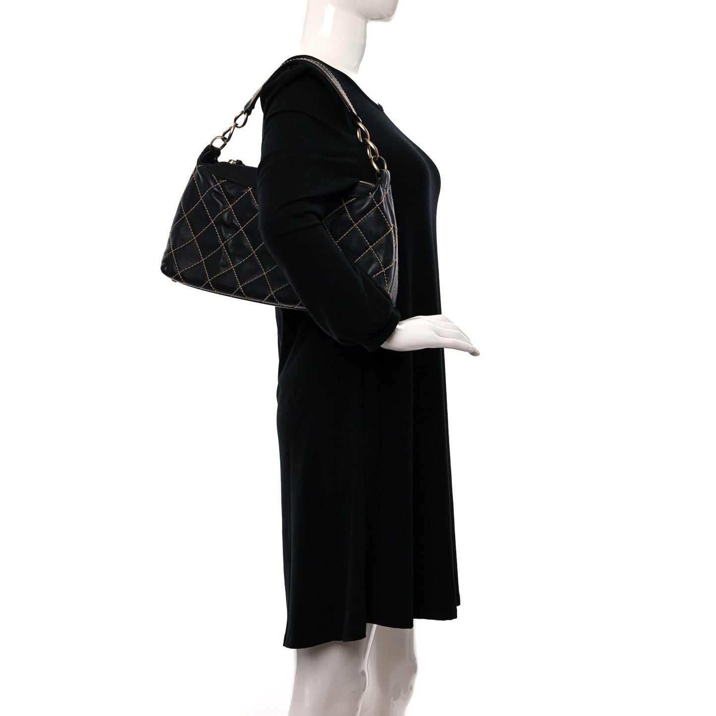 Calfskin Wild Stitch Surpique Hobo Black