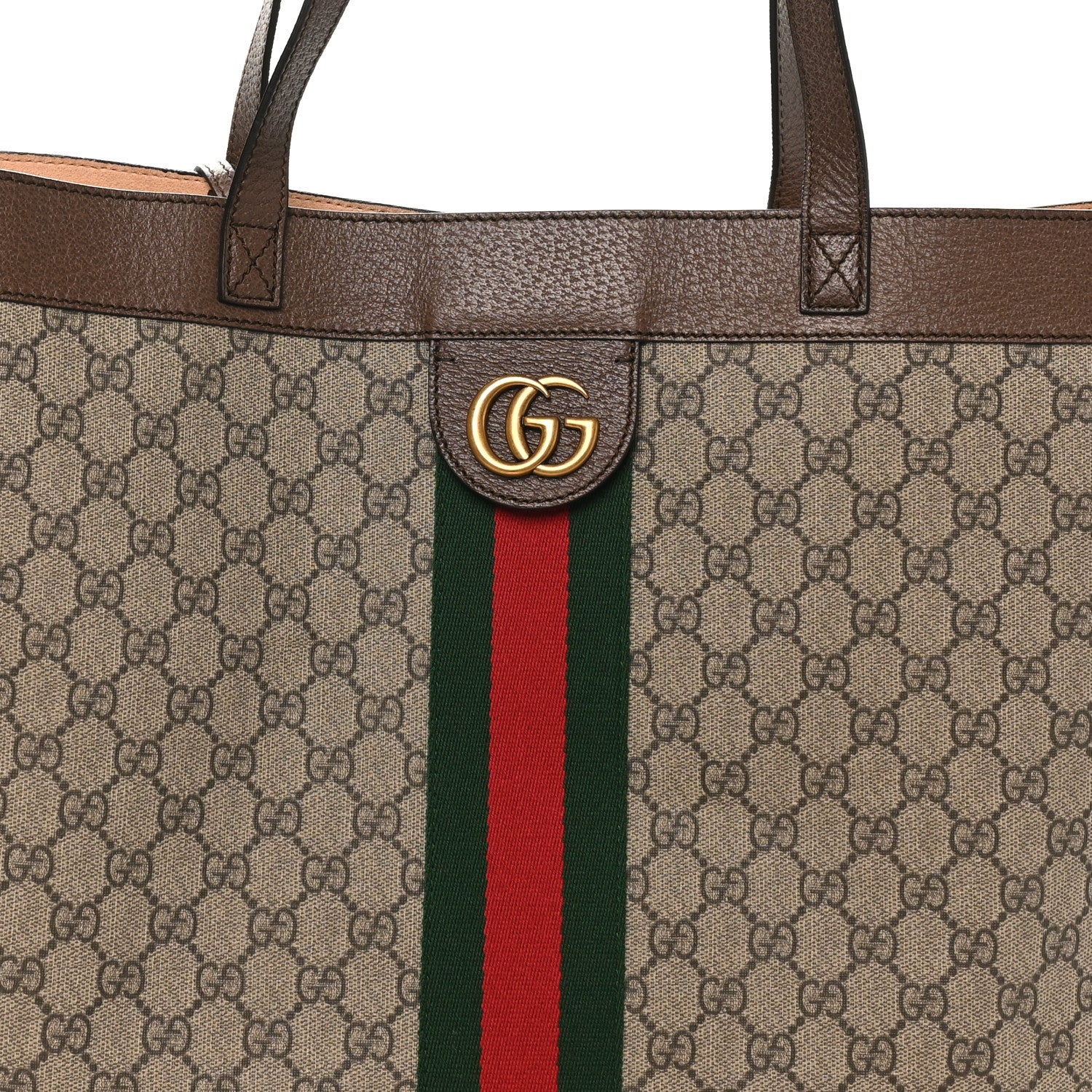 Gucci Gg Supreme Monogram Web Ophidia Tote Brown 9 of 11