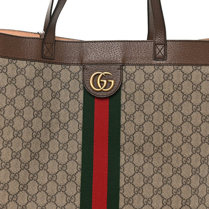 Gucci Gg Supreme Monogram Web Ophidia Tote Brown 9 of 11