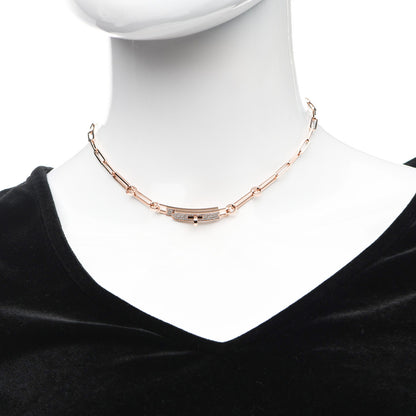 Hermes 18K Rose Gold Diamond Pave Kelly Chaine Choker Necklace 2 of 5