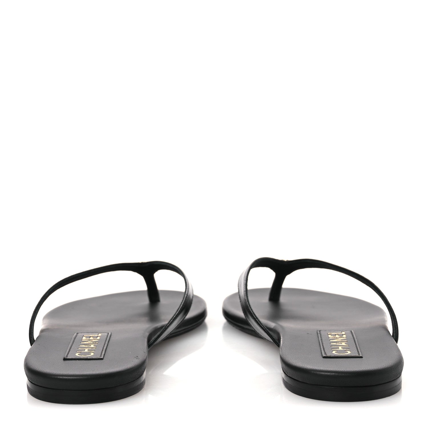 Chanel Shiny Lambskin Crystal CC Thong Sandals 38.5 Black 6 of 11