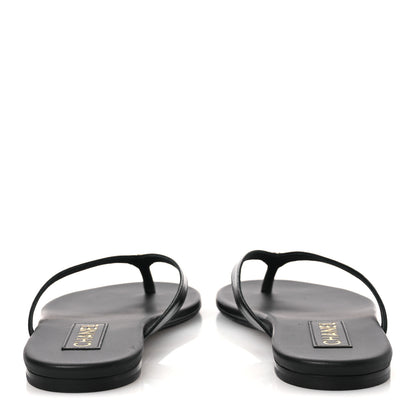 Chanel Shiny Lambskin Crystal CC Thong Sandals 38.5 Black 6 of 11
