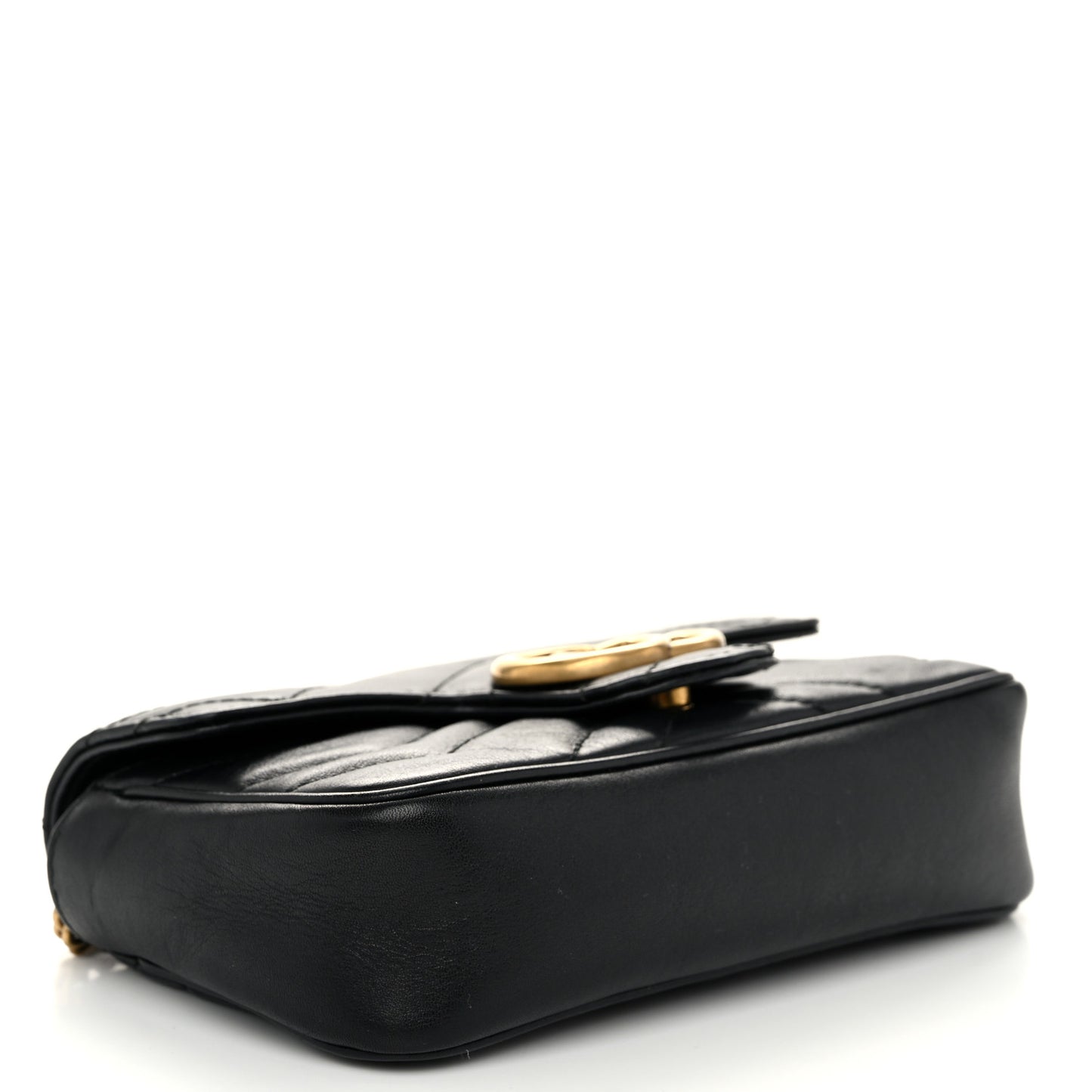 Calfskin Matelasse Super Mini GG Marmont Shoulder Bag Black