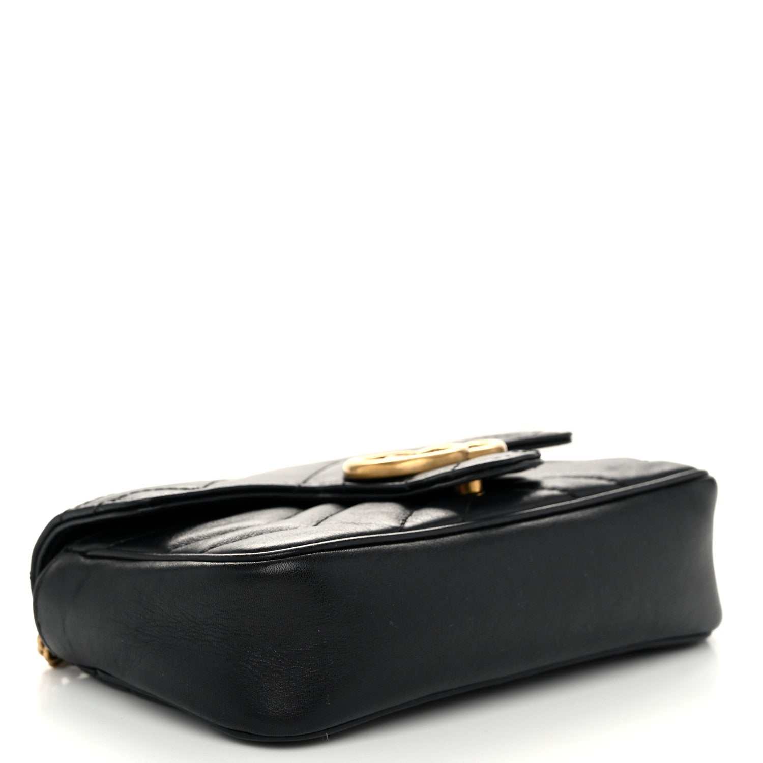 Gucci Calfskin Matelasse Super Mini GG Marmont Shoulder Bag Black 4 of 10