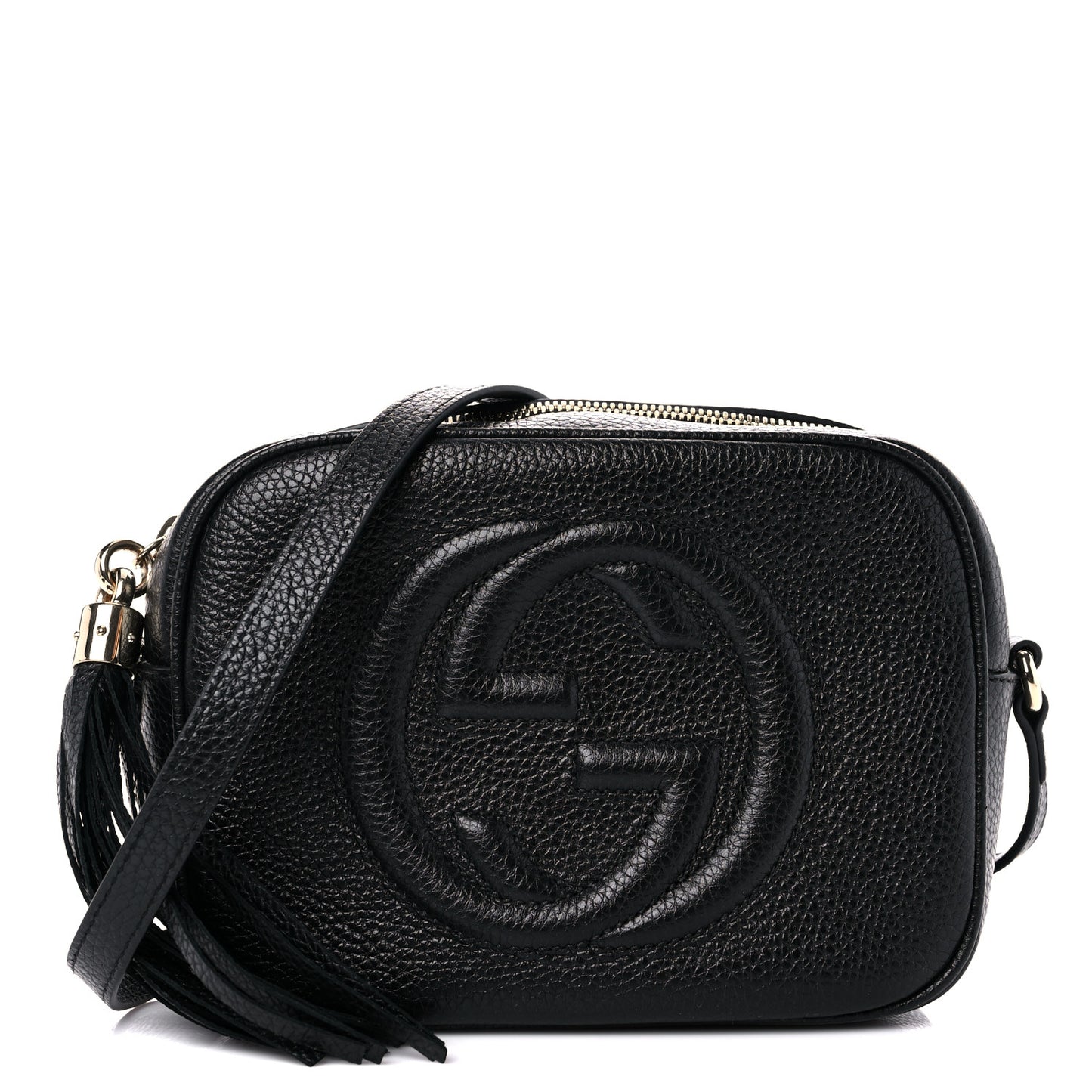 Pebbled Calfskin Small Soho Disco Bag Black