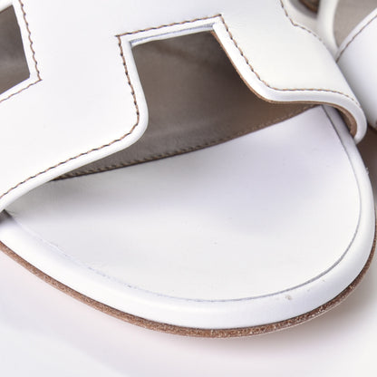Hermes Calfskin Oasis Sandals 37.5 White Piqures Havane 9 of 9