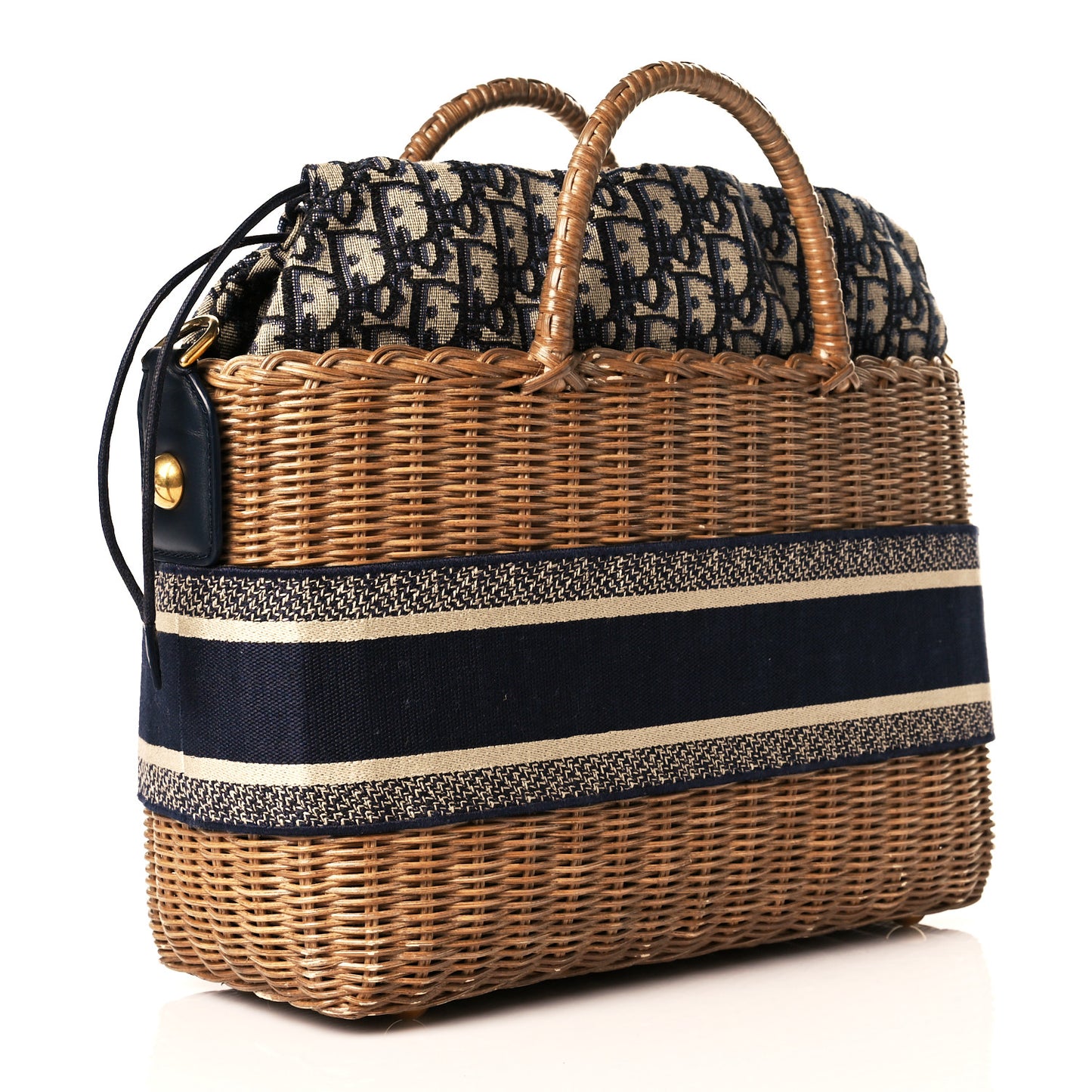 Wicker Oblique Basket Bag Blue