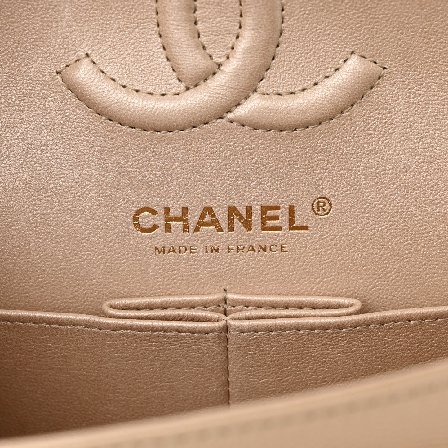 Metallic Caviar Quilted Small Double Flap Gold
