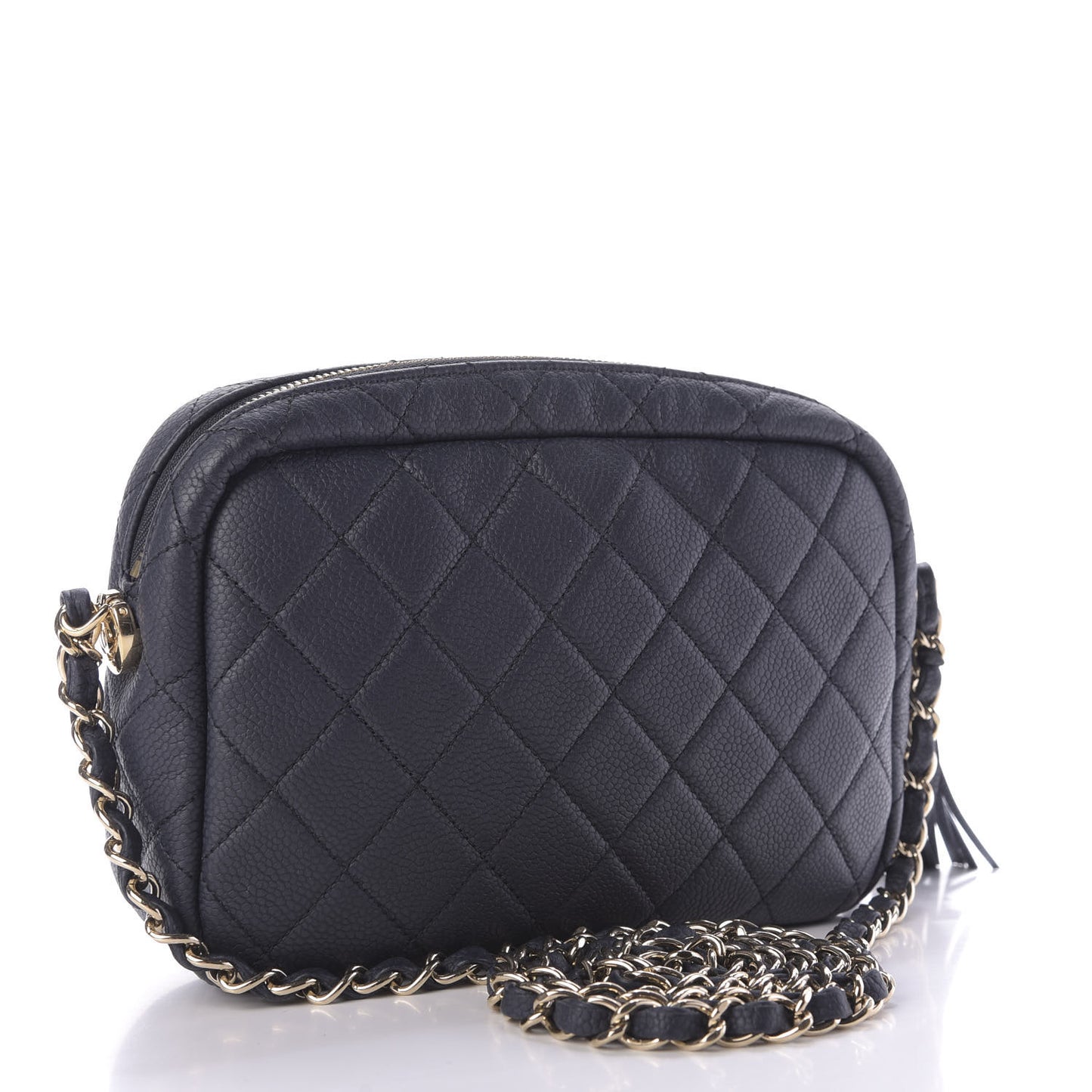 Caviar Quilted Small Coco Tassel Camera Case Dark Navy