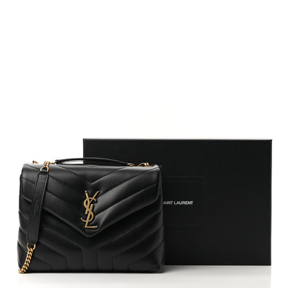 Saint Laurent Calfskin Y Quilted Monogram Small Loulou Chain Satchel Black 10 of 10