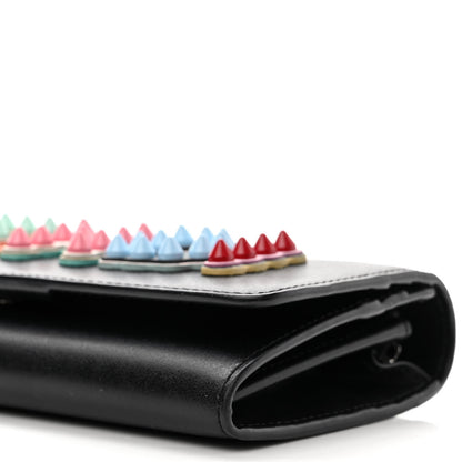 Fendi Vitello Liberty Fun Fair Studded Continental Wallet On Chain Black Multicolor 11 of 11
