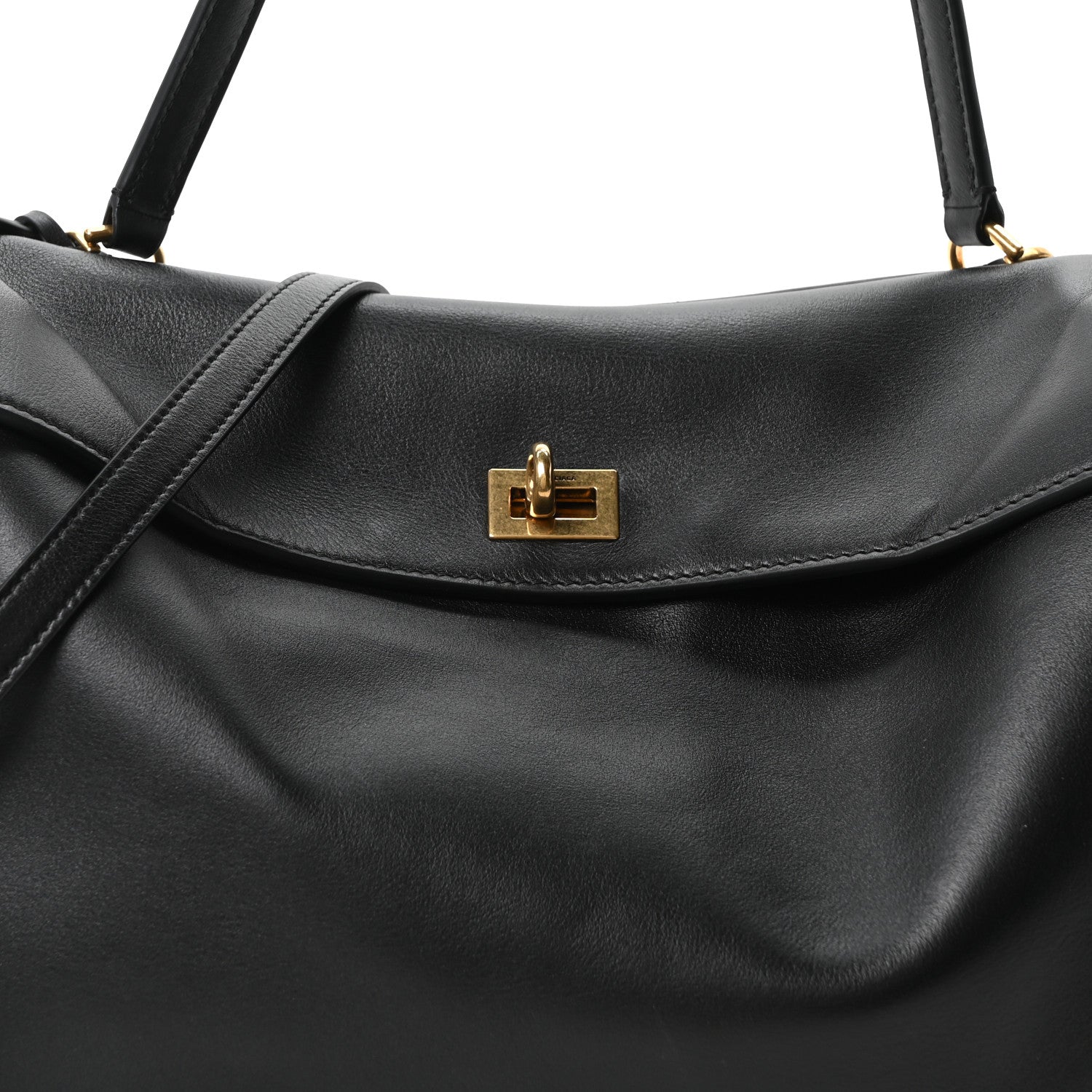 Balenciaga Natural Smooth Calfskin Medium Rodeo Top Handle Handbag Black 7 of 9
