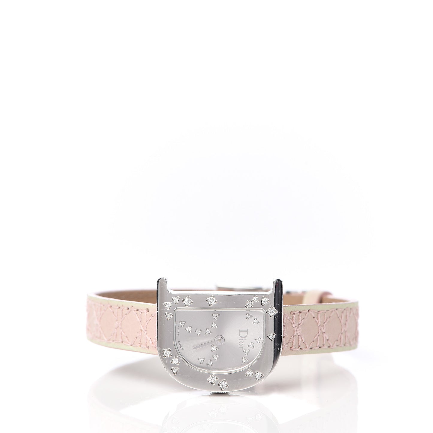 Stainless Steel Calfskin Diamond 22mm Lady D Quartz Watch
