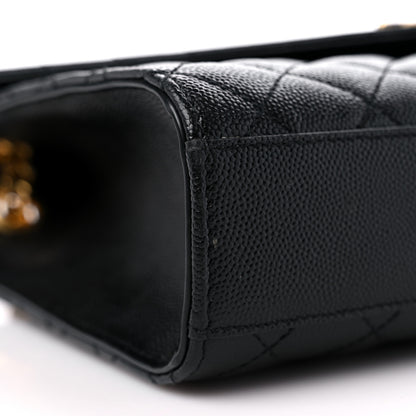 Saint Laurent Grain De Poudre Textured Mixed Matelasse Triquilt Medium Monogram Satchel Black 8 of 13