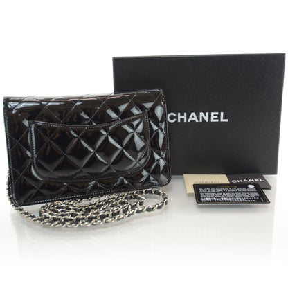 Chanel Patent Quilted Wallet On Chain WOC Black 3 of 9
