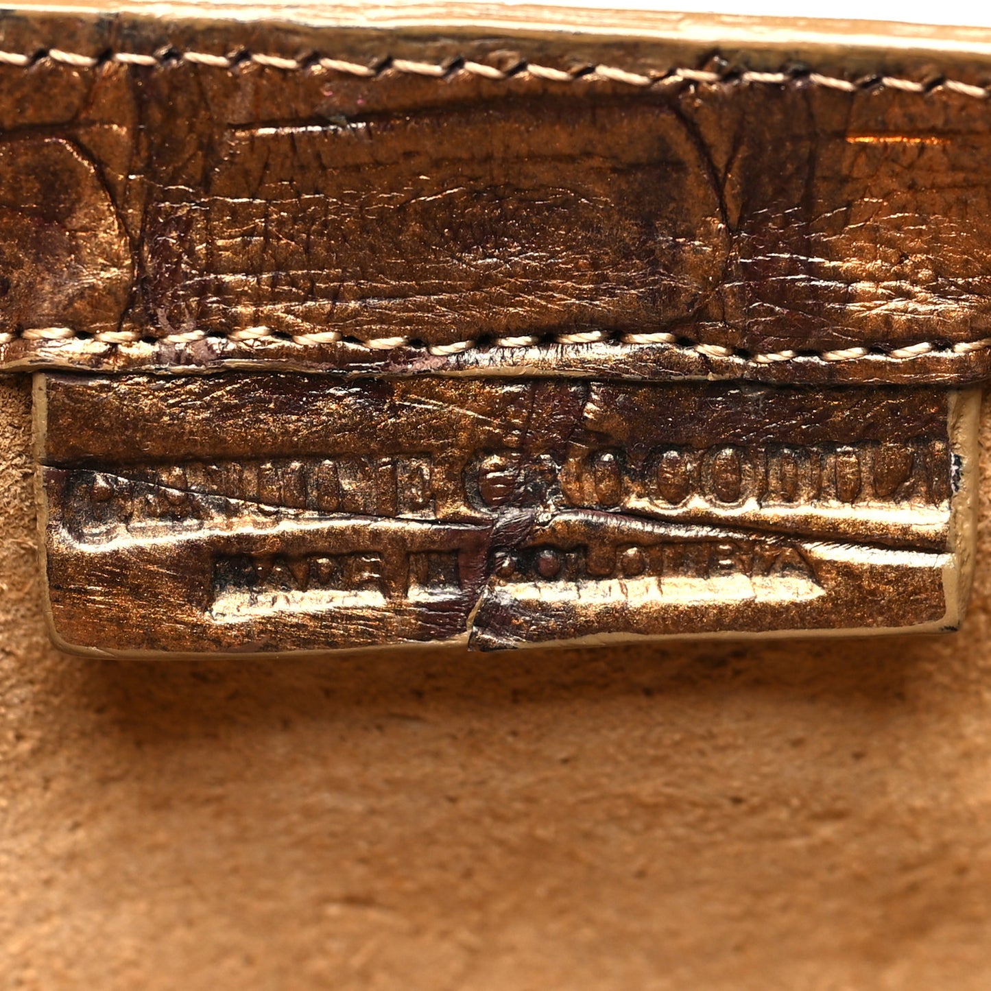 Metallic Crocodile Clutch Gold