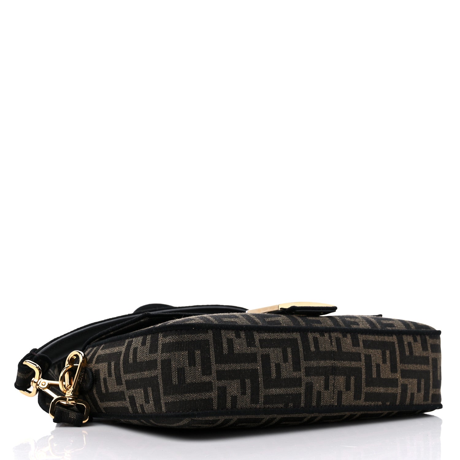 Fendi Fabric Jacquard FF 1974 Medium Baguette Tobacco Moro Black 4 of 9