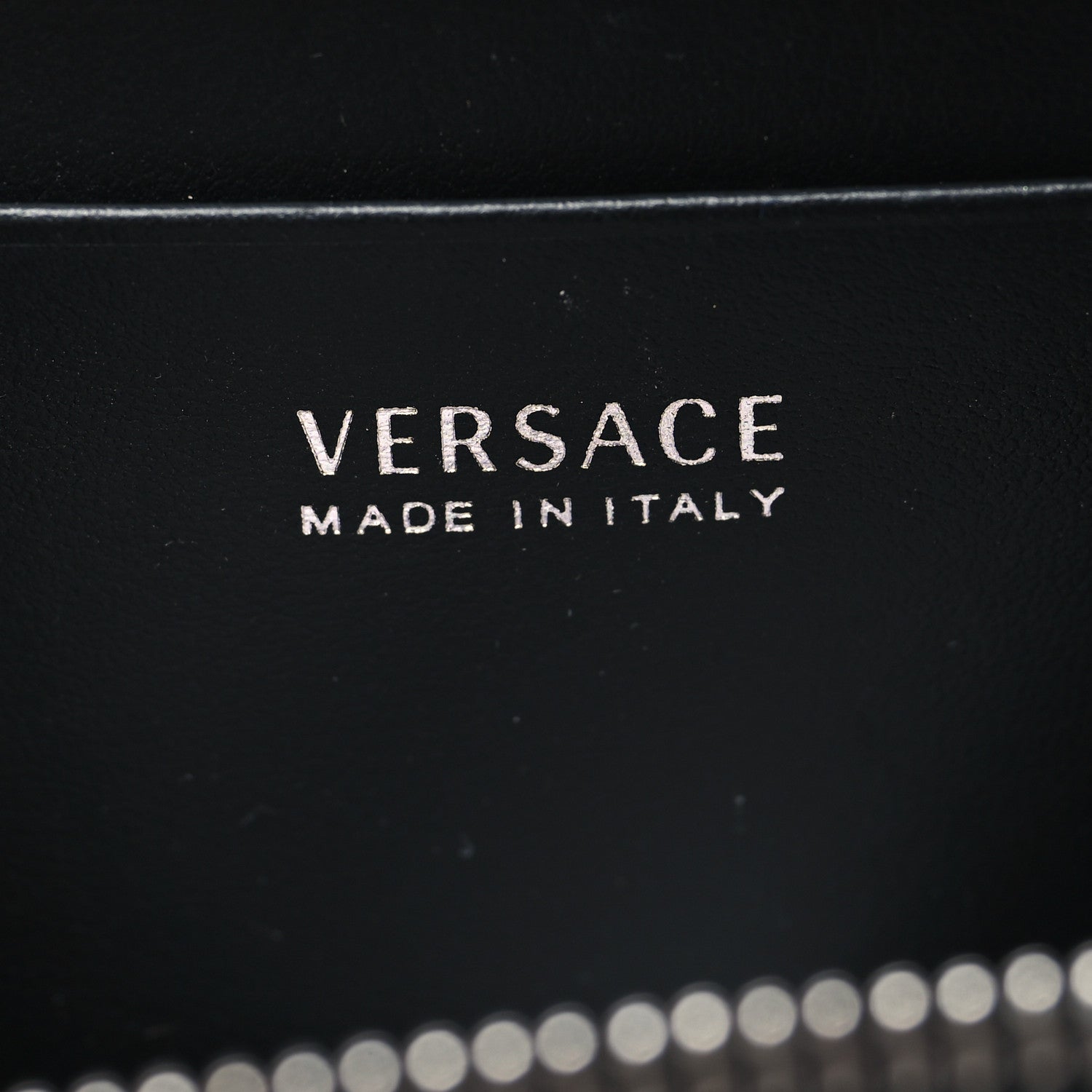 Versace Calfskin Nylon La Medusa Zip Around Lanyard Wallet Black 6 of 9