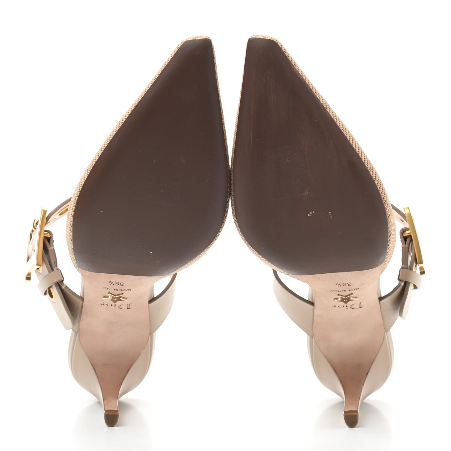 Technical Fabric Calfskin D-Dior 65mm Mules 38.5 Nude