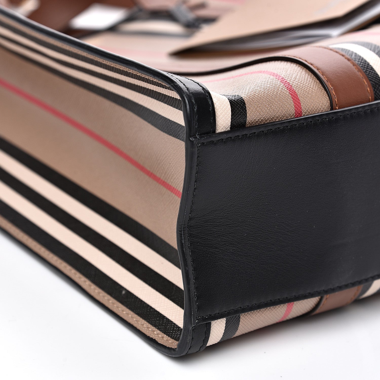 Burberry E-Canvas Stripe Small Portrait Tote Bag Brown 8 of 13