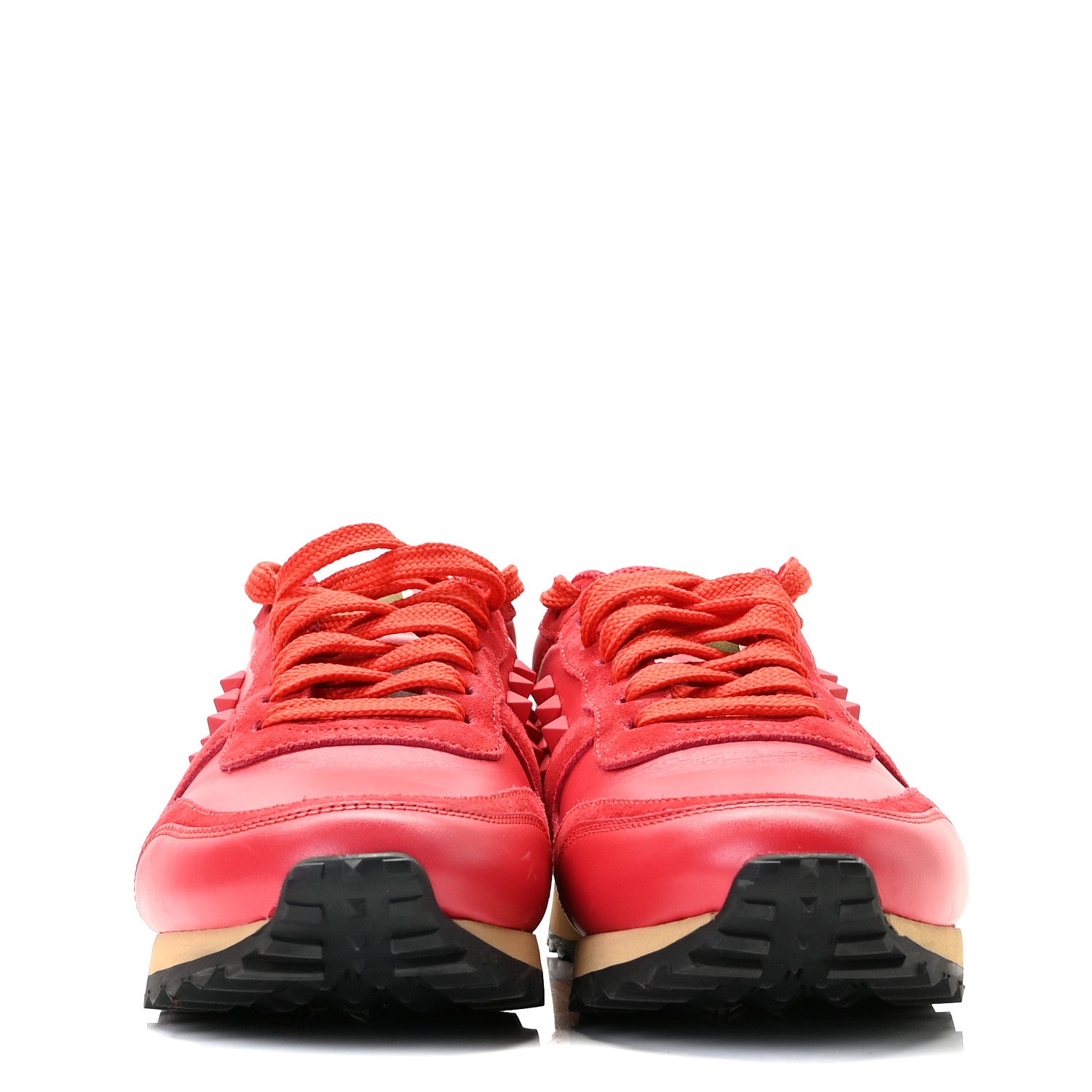Valentino Garavani Calfskin Suede Rockstud Sneakers 35 Fragola 2 of 13