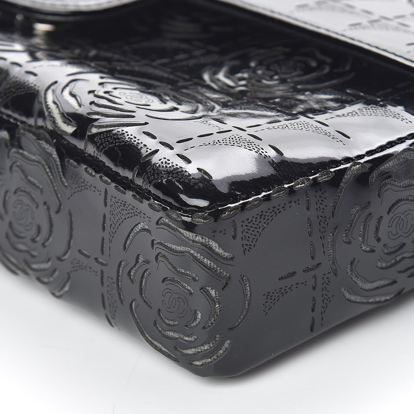 Patent Perforated Camellia East West Flap Black