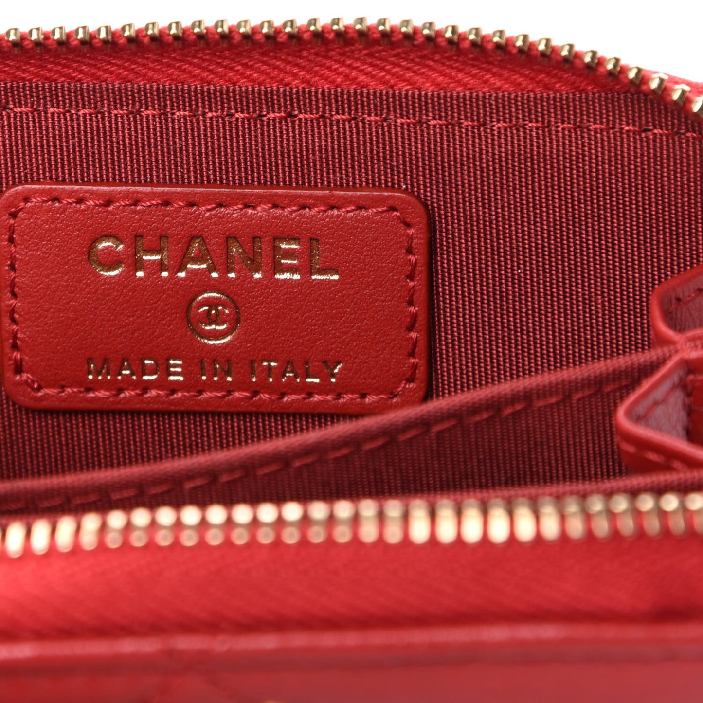 Goatskin Quilted Chanel 19 Zip Around Coin Purse Wallet Red