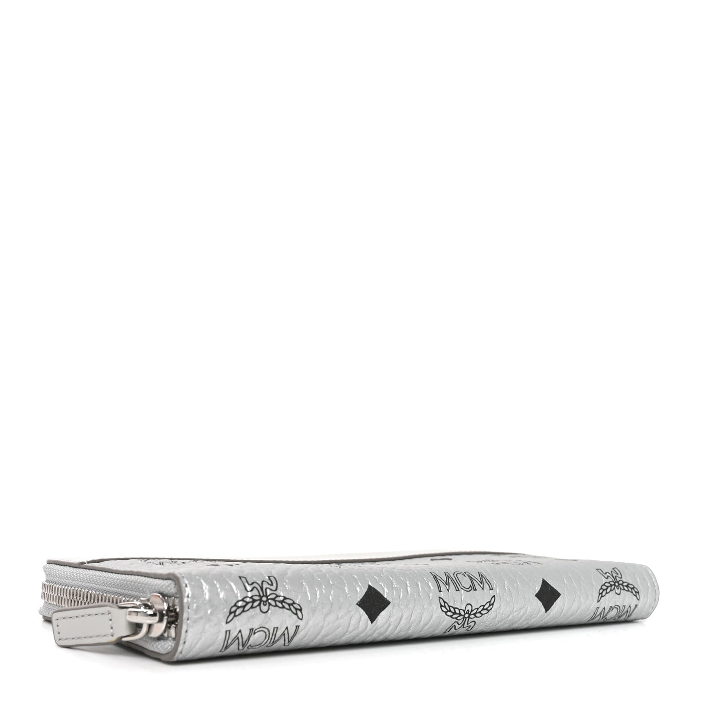 Metallic Visetos Aren VI Zip Around Wallet Silver