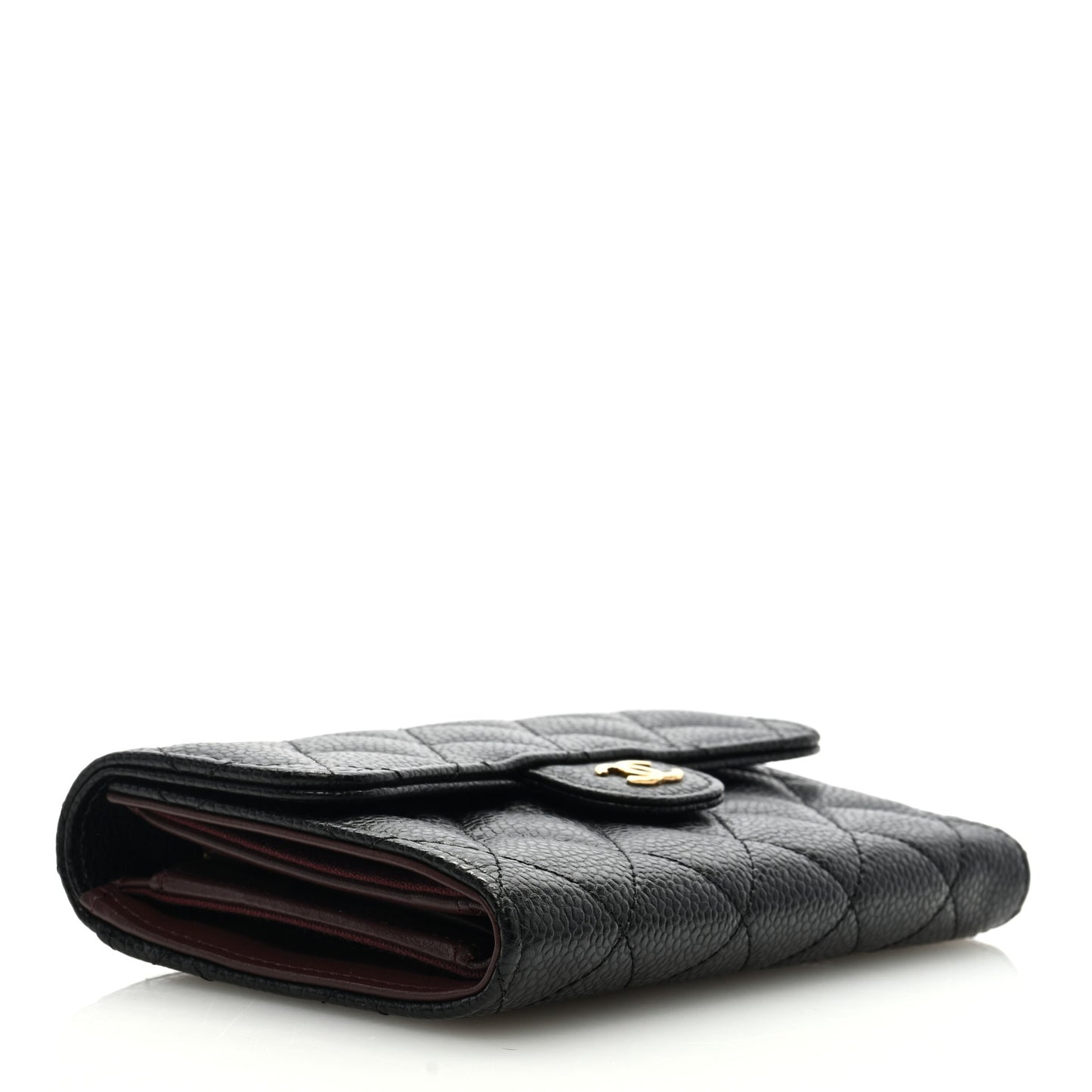 Caviar Quilted Medium Flap Wallet Black