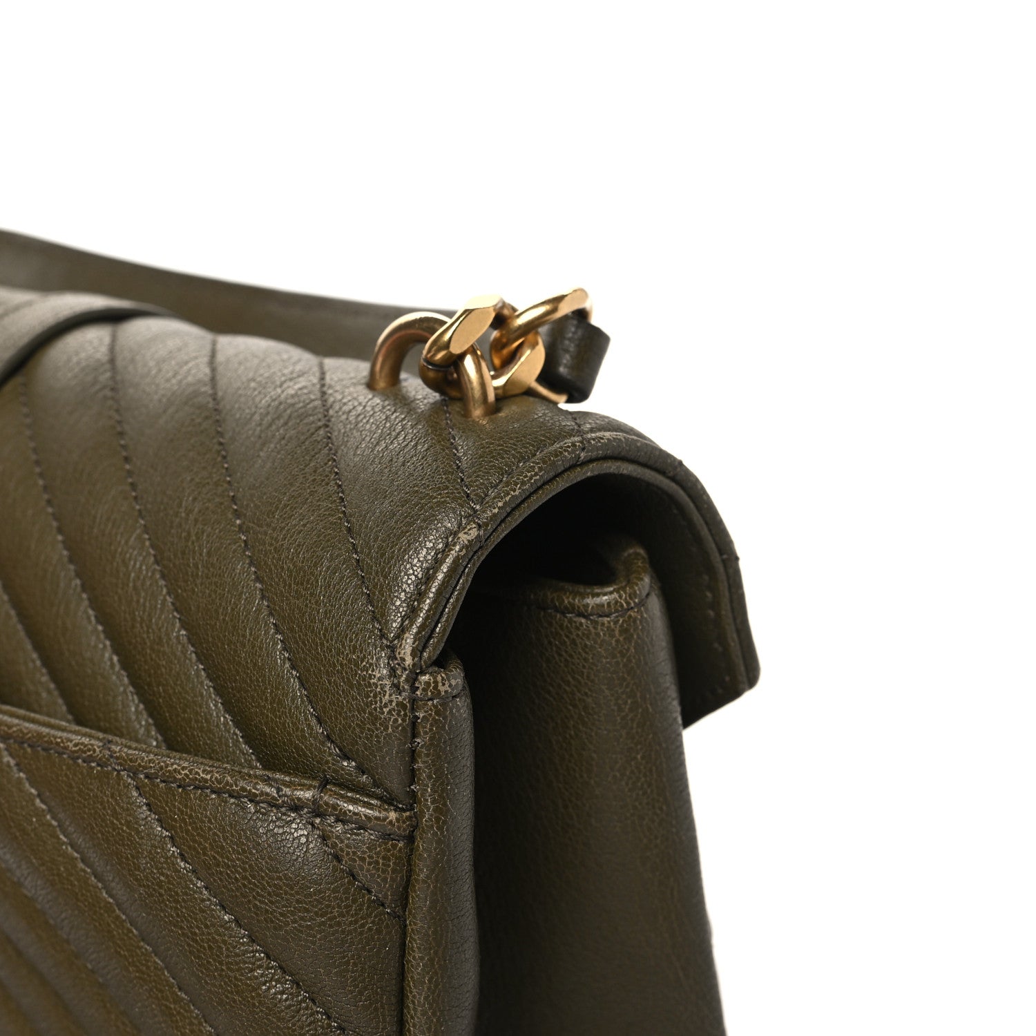 Saint Laurent Sheepskin Matelasse Chevron Monogram Medium College Bag Seawood 14 of 15