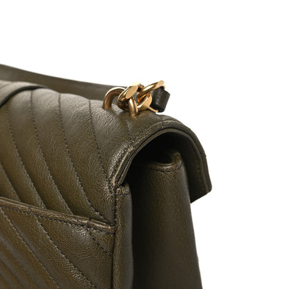 Saint Laurent Sheepskin Matelasse Chevron Monogram Medium College Bag Seawood 14 of 15