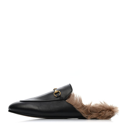 Gucci Calfskin Fur Womens Princetown Slippers 41 Black 1 of 4