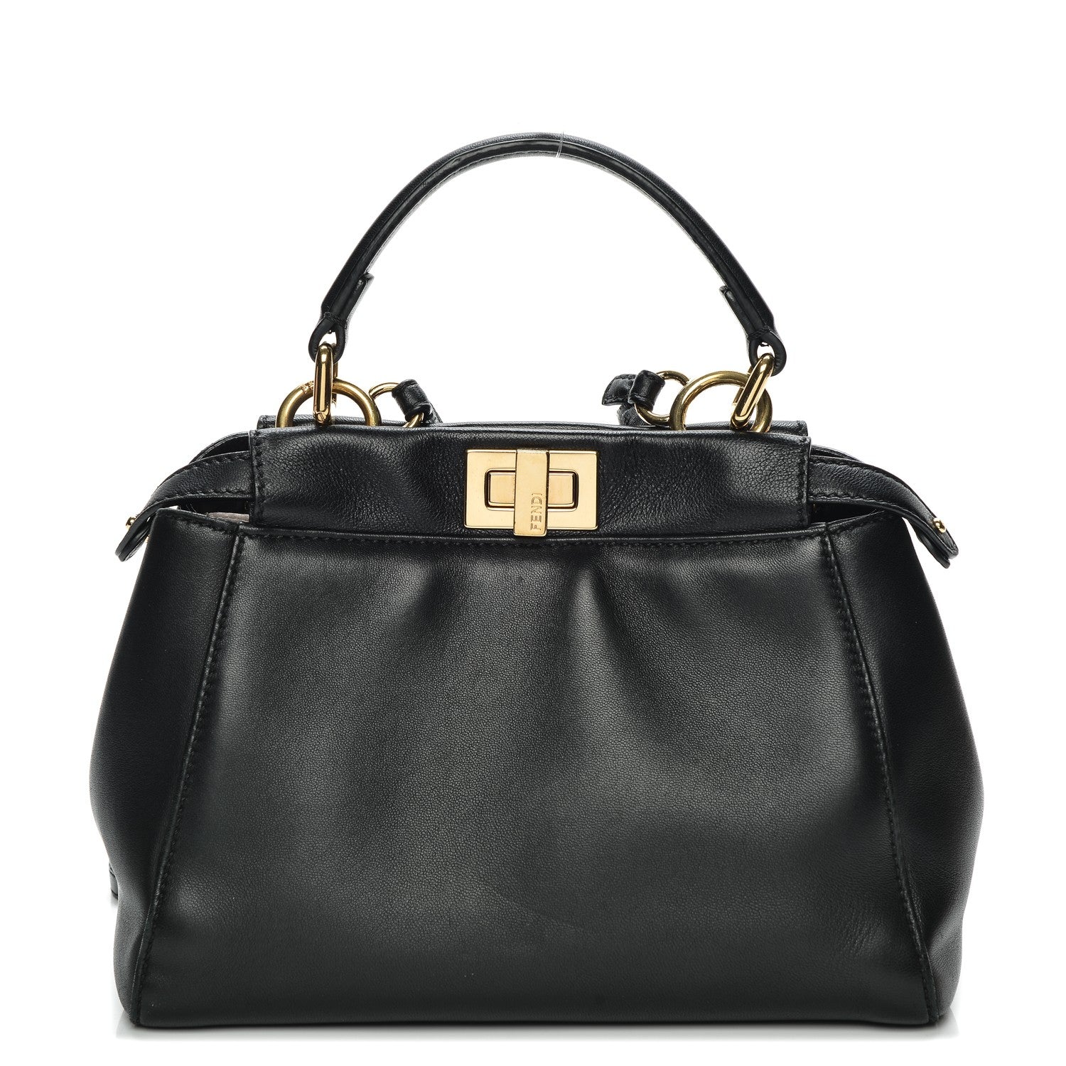 Fendi Nappa Mini Peekaboo Iconic Satchel Black 1 of 7