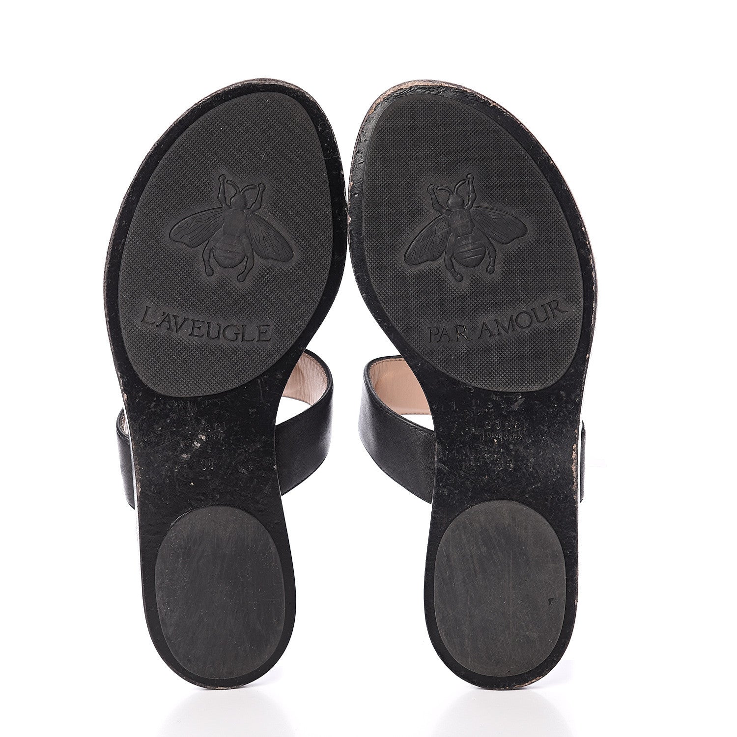 Gucci Calfskin GG Marmont Thong Sandals 38 Black 7 of 7