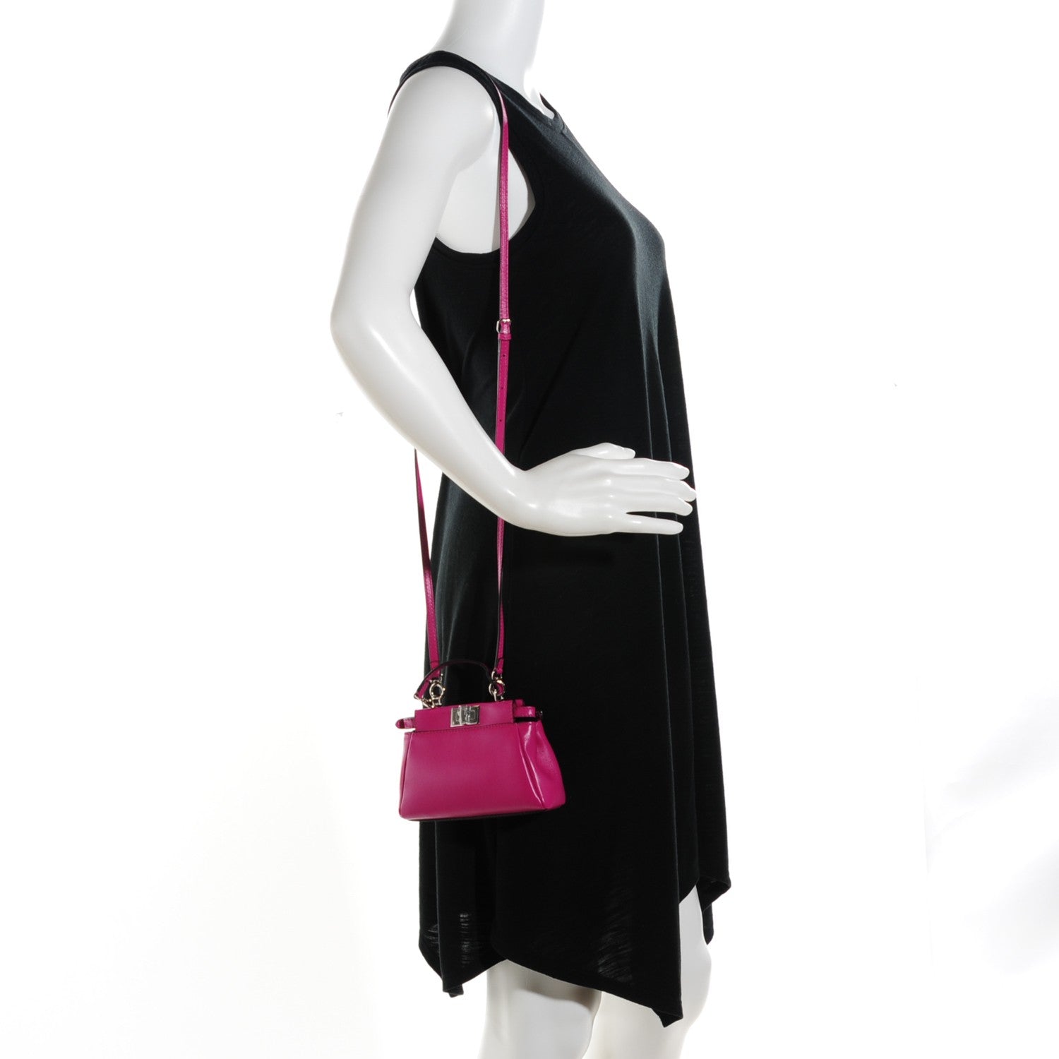Fendi Nappa Micro Peekaboo Iconic Satchel Magenta 2 of 8