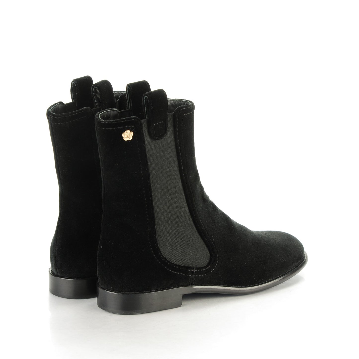 Velvet Camellia Elastic Short Boots 37 Black